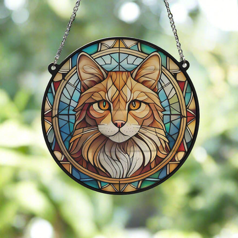 Ginger Cat Stained Glass Effect Suncatcher